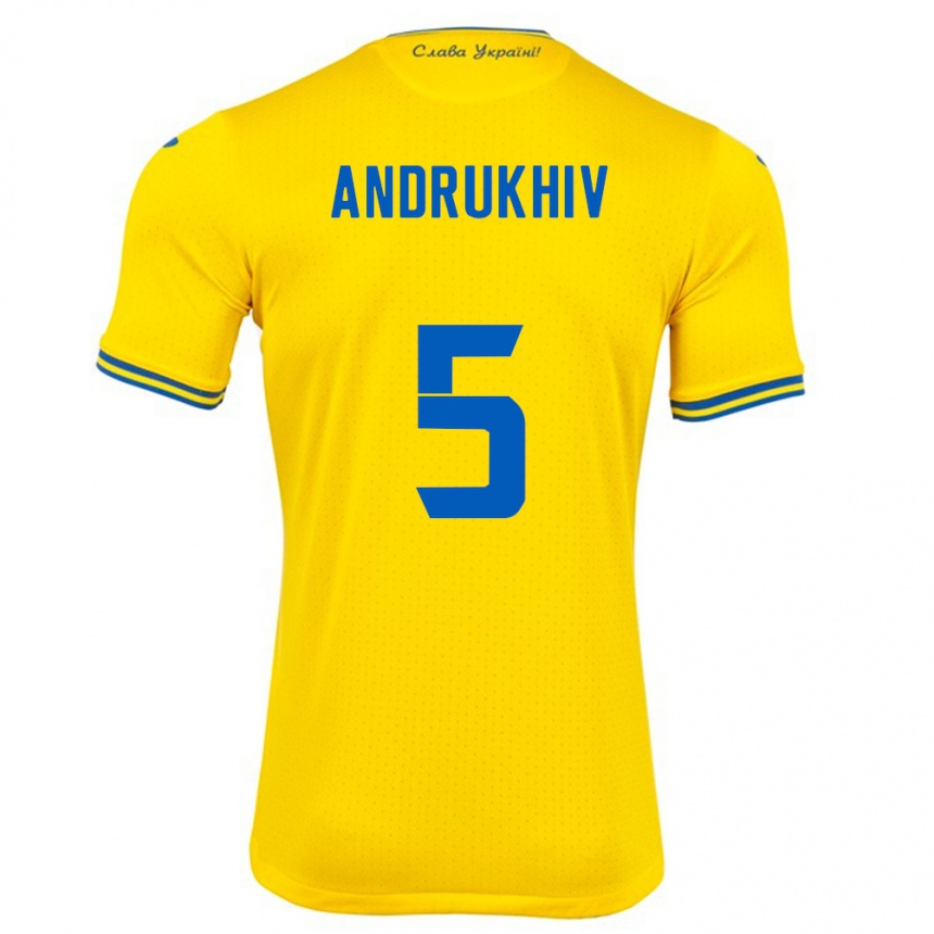 Hombre Fútbol Camiseta Ucrania Veronika Andrukhiv #5 Amarillo 1ª Equipación 24-26 Perú