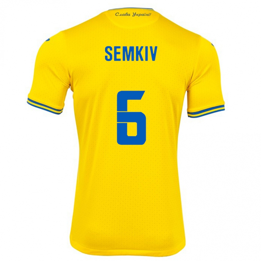 Hombre Fútbol Camiseta Ucrania Dayana Semkiv #6 Amarillo 1ª Equipación 24-26 Perú