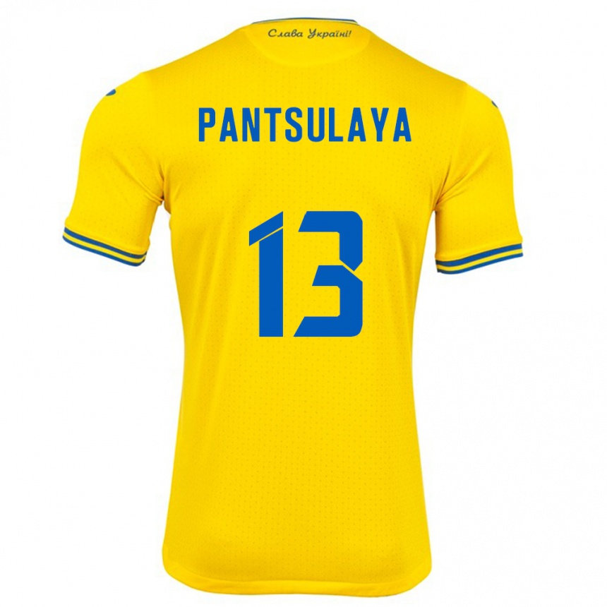 Hombre Fútbol Camiseta Ucrania Natiya Pantsulaya #13 Amarillo 1ª Equipación 24-26 Perú