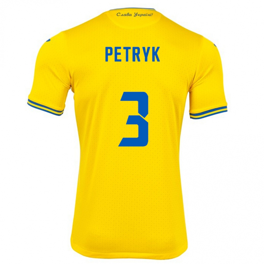 Hombre Fútbol Camiseta Ucrania Anna Petryk #3 Amarillo 1ª Equipación 24-26 Perú