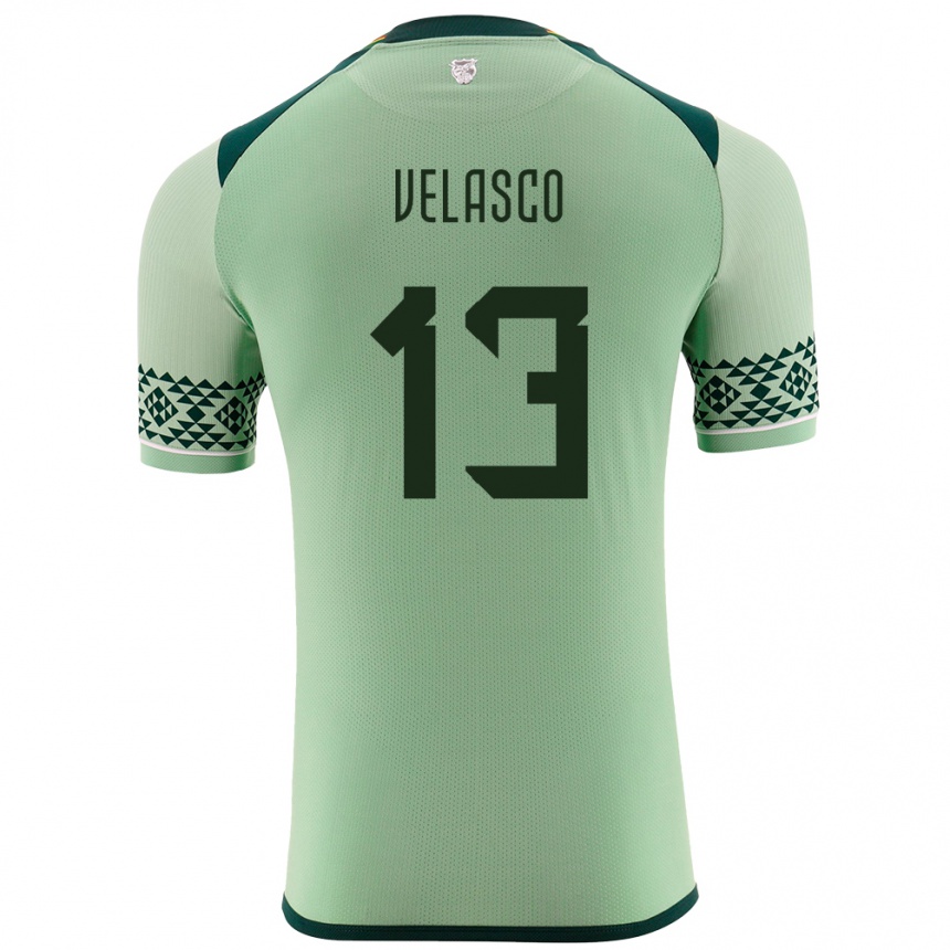 Hombre Fútbol Camiseta Bolivia Jhon Velasco #13 Verde Claro 1ª Equipación 24-26 Perú