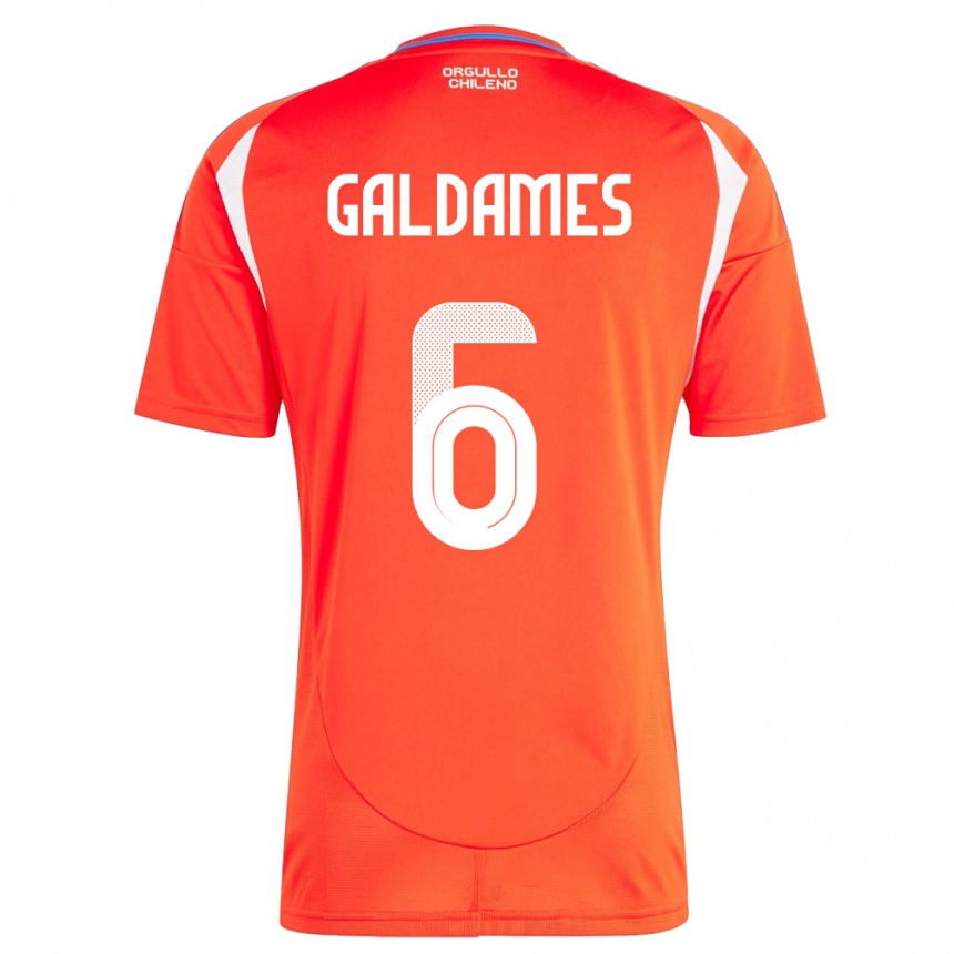 Hombre Fútbol Camiseta Chile Thomas Galdames #6 Rojo 1ª Equipación 24-26 Perú