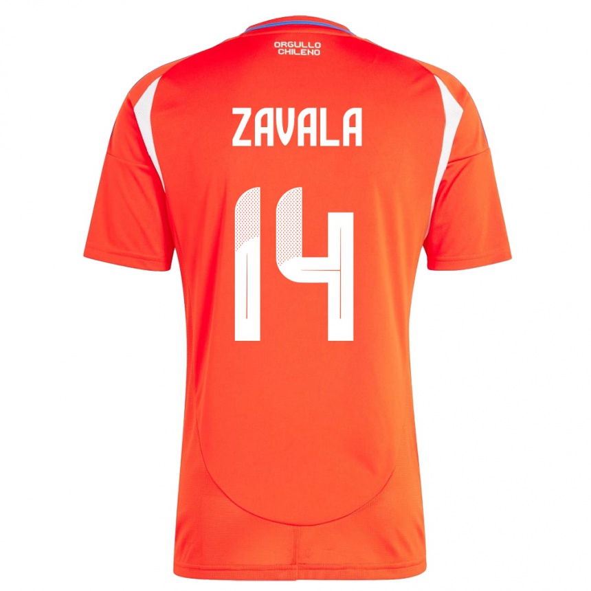 Hombre Fútbol Camiseta Chile Cristián Zavala #14 Rojo 1ª Equipación 24-26 Perú