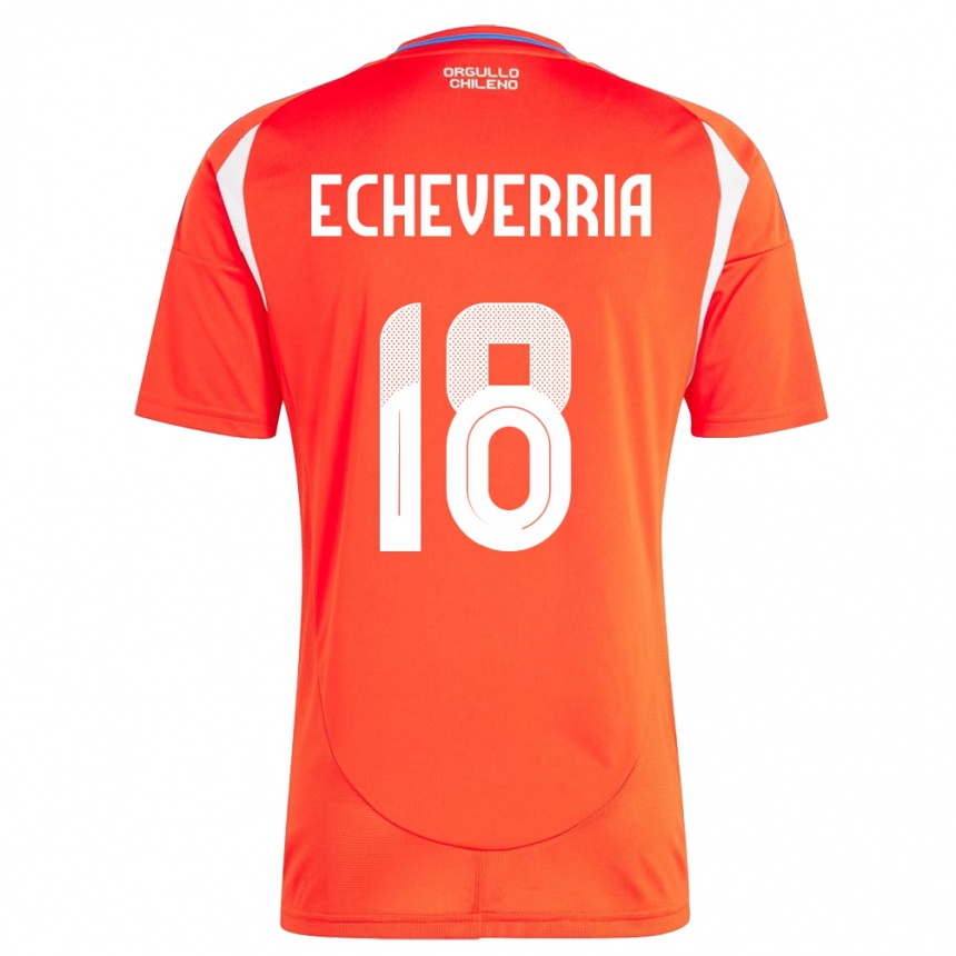 Hombre Fútbol Camiseta Chile Rodrigo Echeverría #18 Rojo 1ª Equipación 24-26 Perú