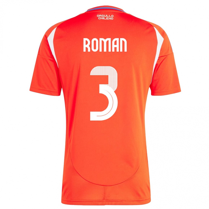 Hombre Fútbol Camiseta Chile Iván Román #3 Rojo 1ª Equipación 24-26 Perú