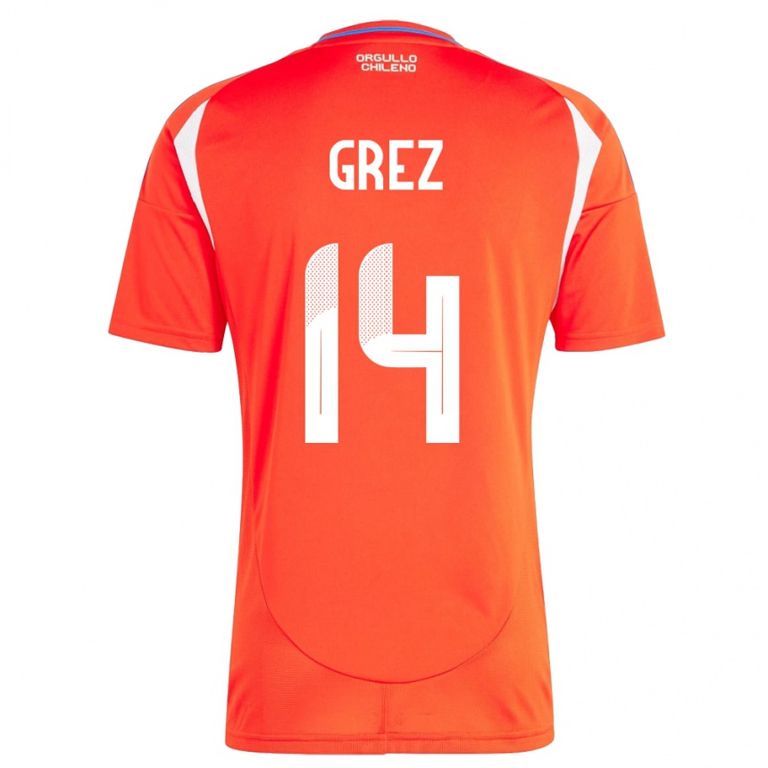 Hombre Fútbol Camiseta Chile Javiera Grez #14 Rojo 1ª Equipación 24-26 Perú