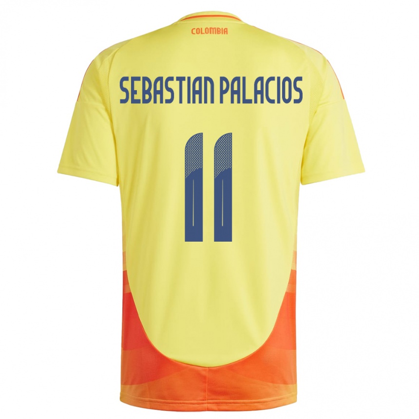 Hombre Fútbol Camiseta Colombia Juan Sebastián Palacios #11 Amarillo 1ª Equipación 24-26 Perú