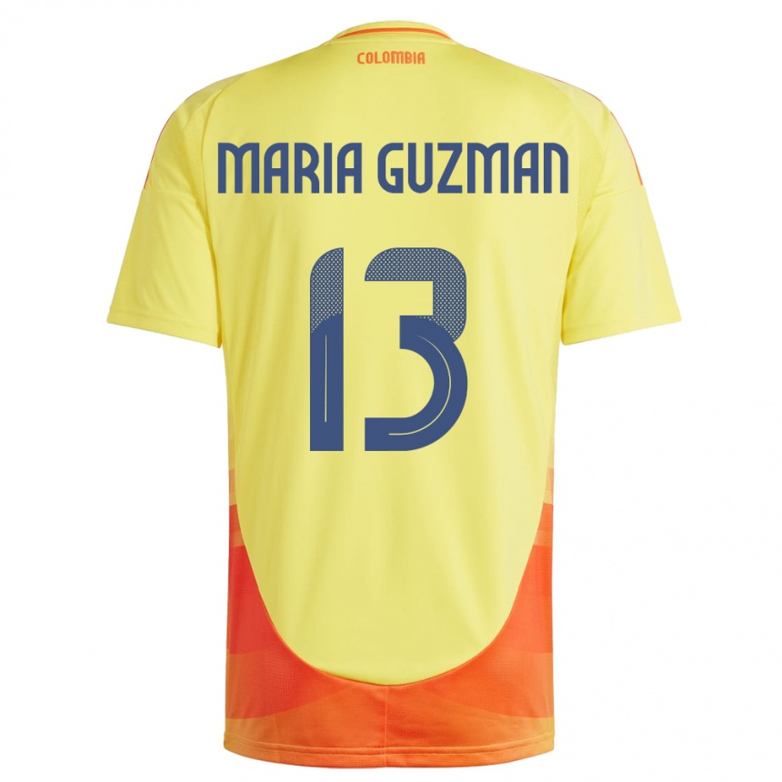 Hombre Fútbol Camiseta Colombia Ana María Guzmán #13 Amarillo 1ª Equipación 24-26 Perú