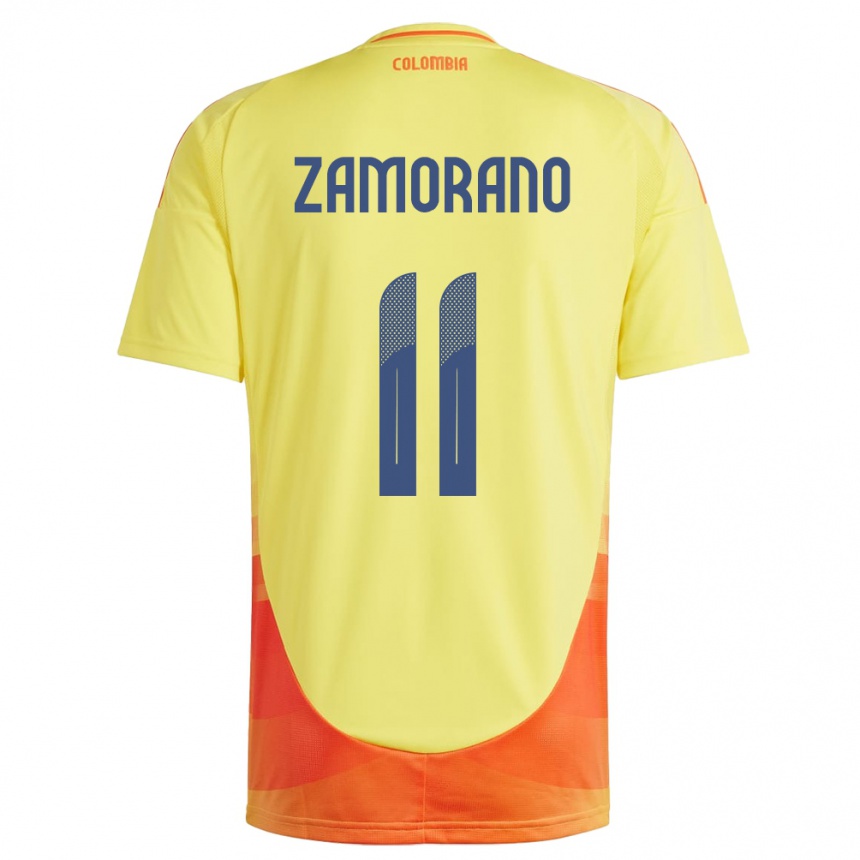 Hombre Fútbol Camiseta Colombia Mariana Zamorano #11 Amarillo 1ª Equipación 24-26 Perú