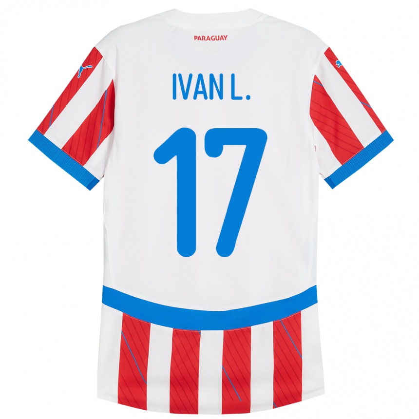 Hombre Fútbol Camiseta Paraguay Iván Leguizamón #17 Blanco Rojo 1ª Equipación 24-26 Perú