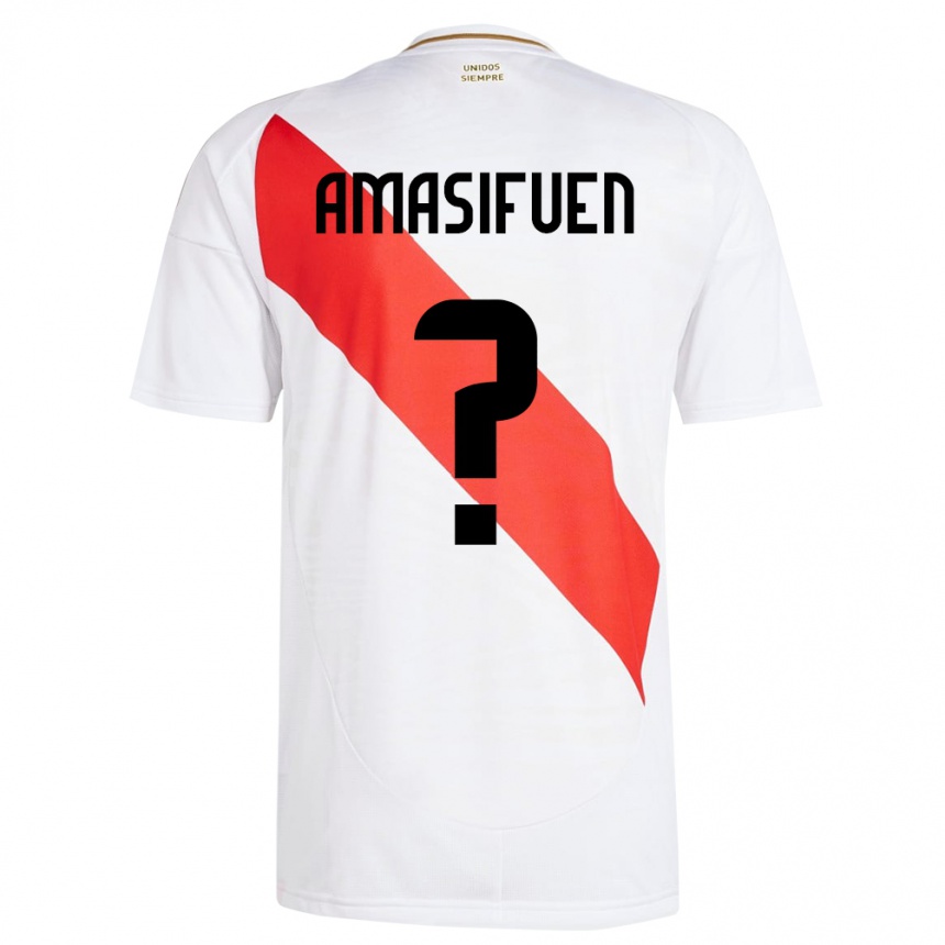 Hombre Fútbol Camiseta Perú Nicolás Amasifuén #0 Blanco 1ª Equipación 24-26 Perú