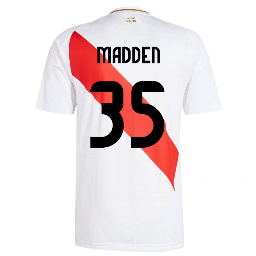 Hombre Fútbol Camiseta Perú Savannah Madden #35 Blanco 1ª Equipación 24-26 Perú