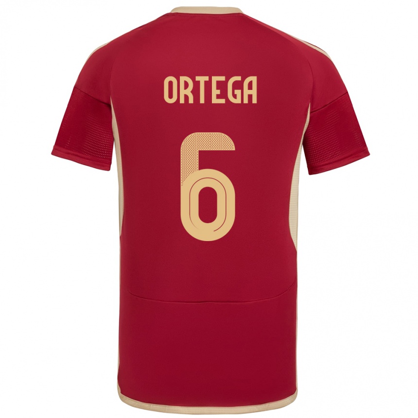 Hombre Fútbol Camiseta Venezuela Bryant Ortega #6 Borgoña 1ª Equipación 24-26 Perú