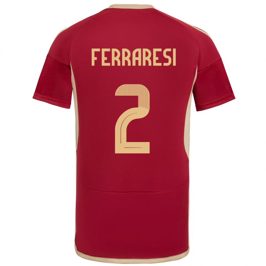 Hombre Fútbol Camiseta Venezuela Nahuel Ferraresi #2 Borgoña 1ª Equipación 24-26 Perú