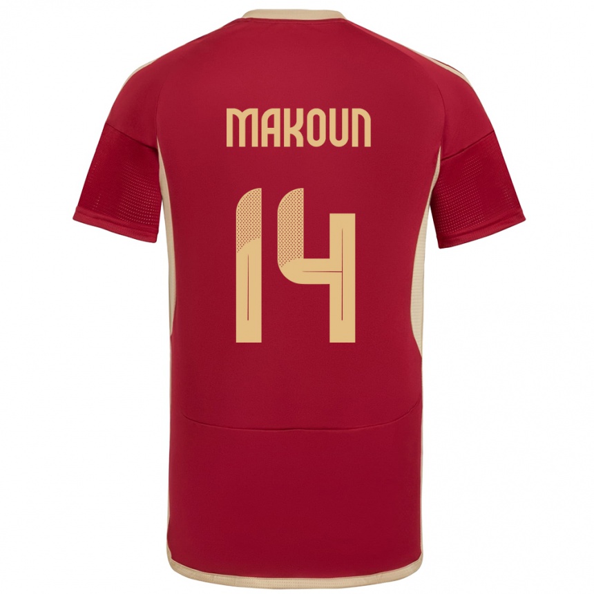 Hombre Fútbol Camiseta Venezuela Christian Makoun #14 Borgoña 1ª Equipación 24-26 Perú