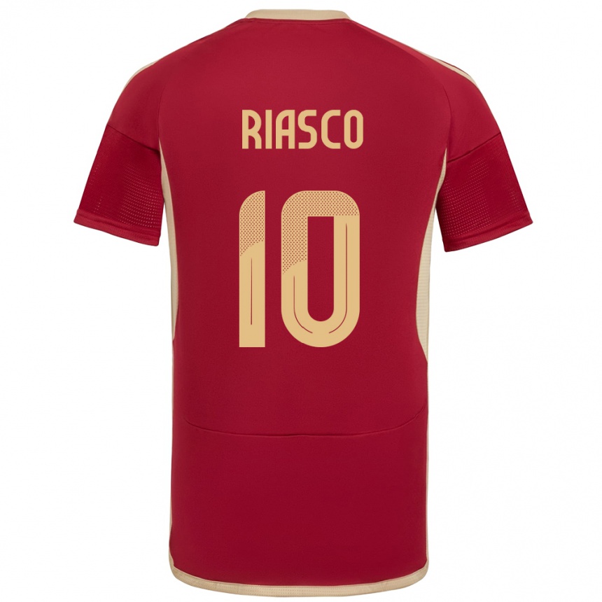 Hombre Fútbol Camiseta Venezuela José Riasco #10 Borgoña 1ª Equipación 24-26 Perú