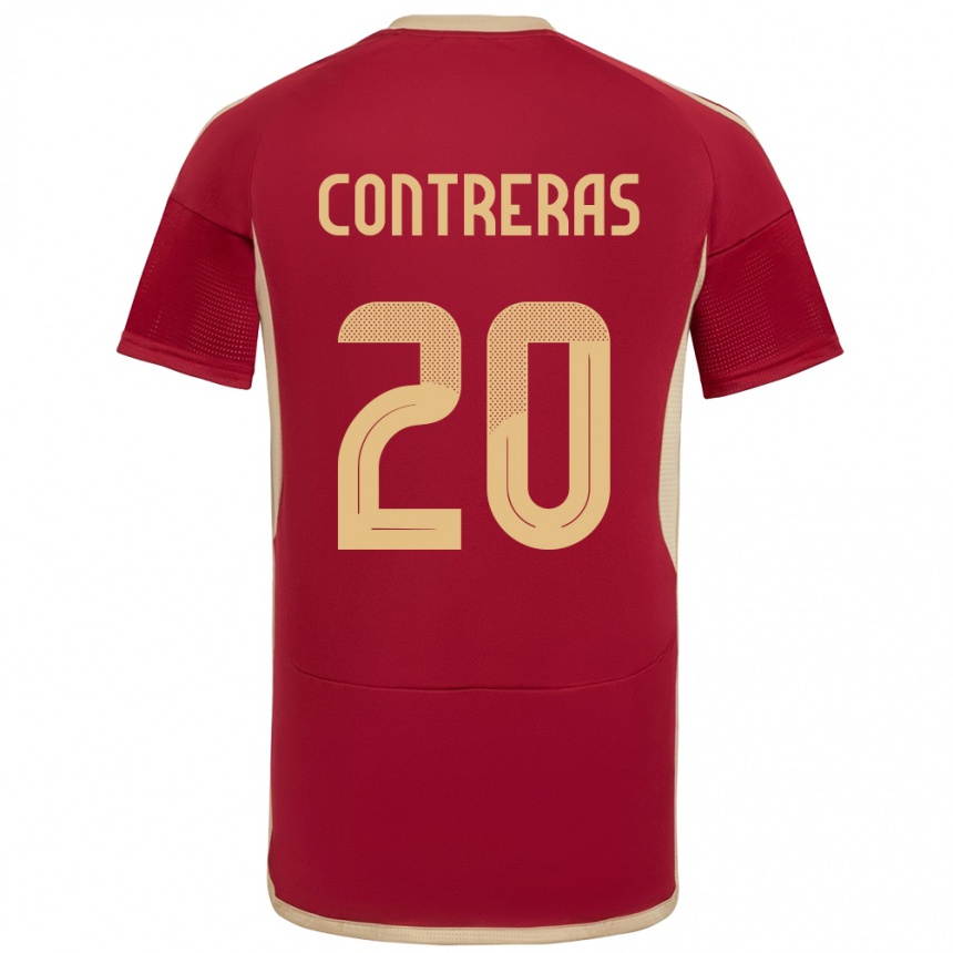 Hombre Fútbol Camiseta Venezuela Anderson Contreras #20 Borgoña 1ª Equipación 24-26 Perú