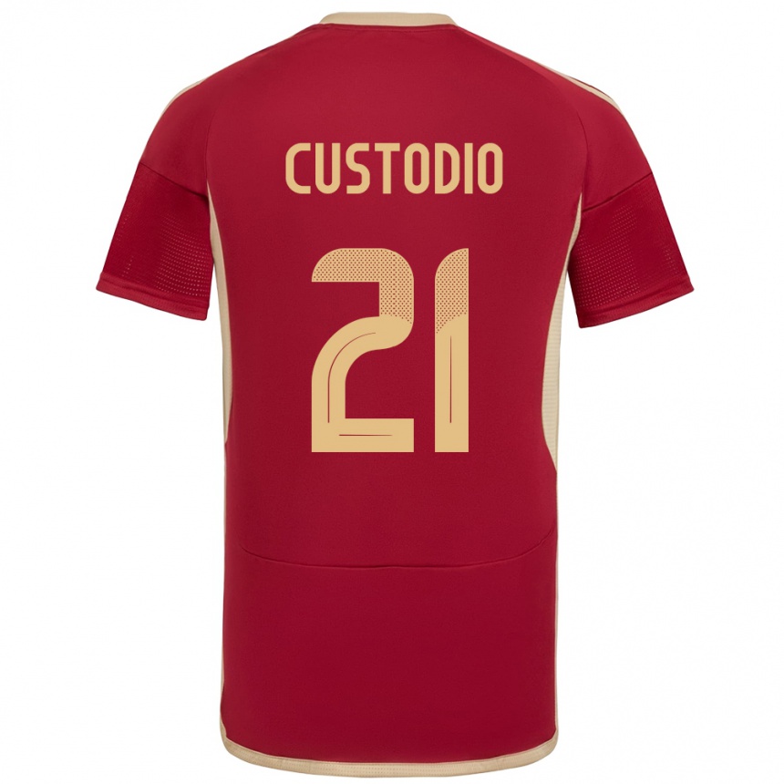 Hombre Fútbol Camiseta Venezuela Alex Custodio #21 Borgoña 1ª Equipación 24-26 Perú