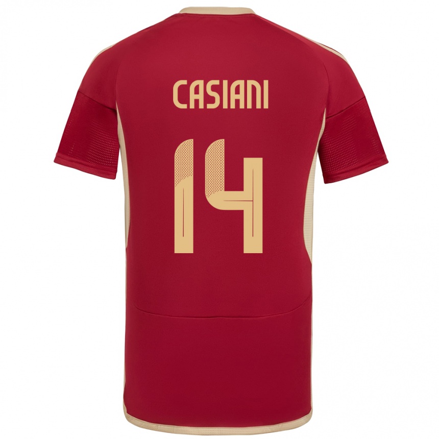 Hombre Fútbol Camiseta Venezuela Luis Casiani #14 Borgoña 1ª Equipación 24-26 Perú