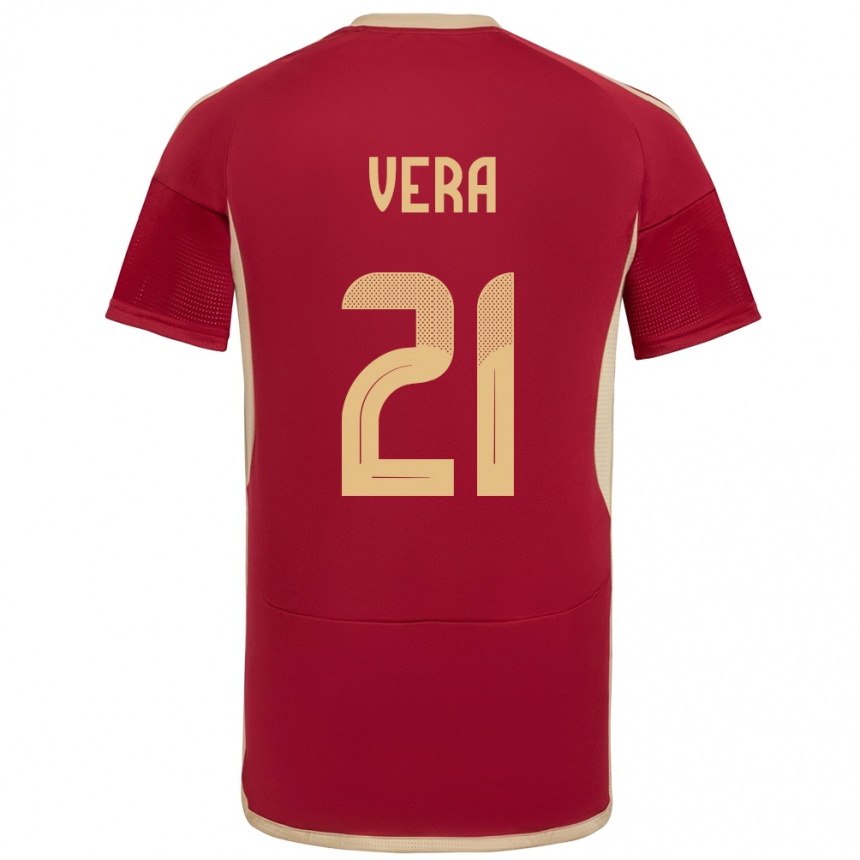 Hombre Fútbol Camiseta Venezuela Andry Vera #21 Borgoña 1ª Equipación 24-26 Perú