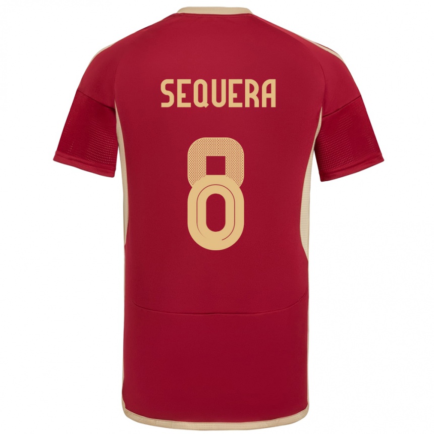 Hombre Fútbol Camiseta Venezuela Giovanny Sequera #8 Borgoña 1ª Equipación 24-26 Perú