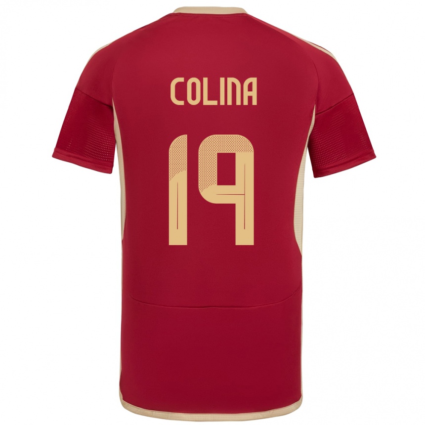 Hombre Fútbol Camiseta Venezuela Junior Colina #19 Borgoña 1ª Equipación 24-26 Perú