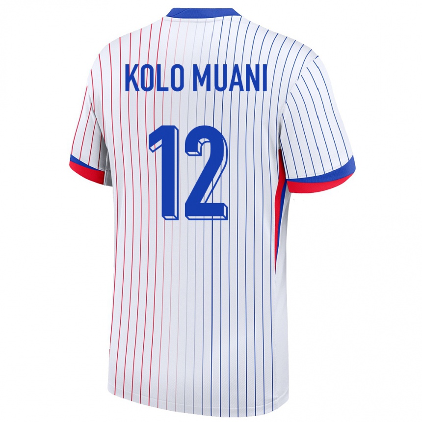 Hombre Fútbol Camiseta Francia Randal Kolo Muani #12 Blanco 2ª Equipación 24-26 Perú