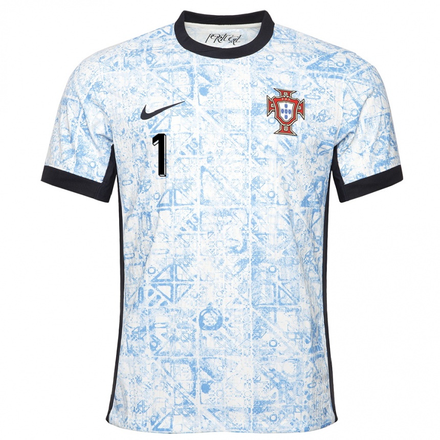 Hombre Fútbol Camiseta Portugal Goncalo Ribeiro #1 Crema Azul 2ª Equipación 24-26 Perú