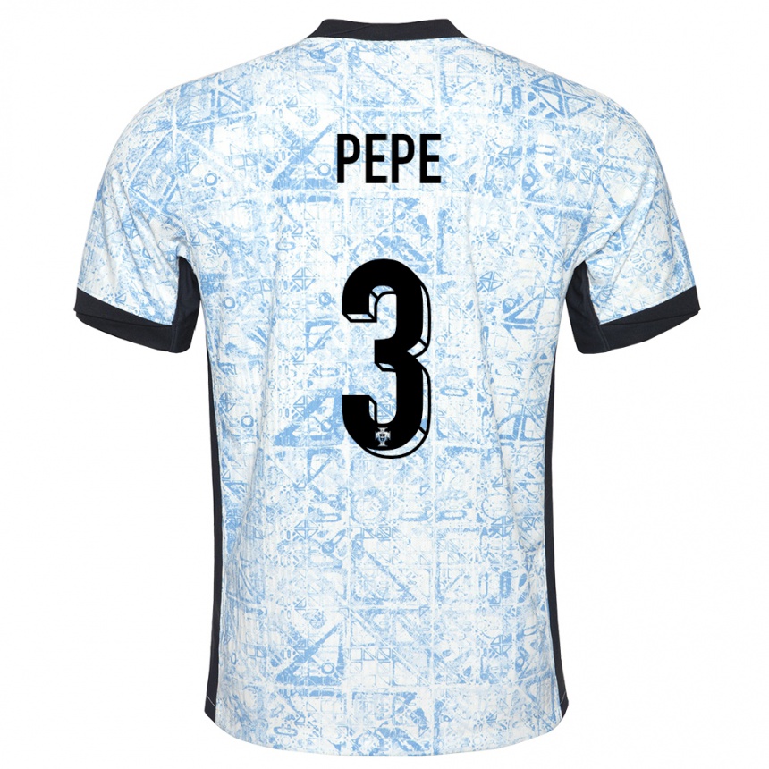 Hombre Fútbol Camiseta Portugal Pepe #3 Crema Azul 2ª Equipación 24-26 Perú