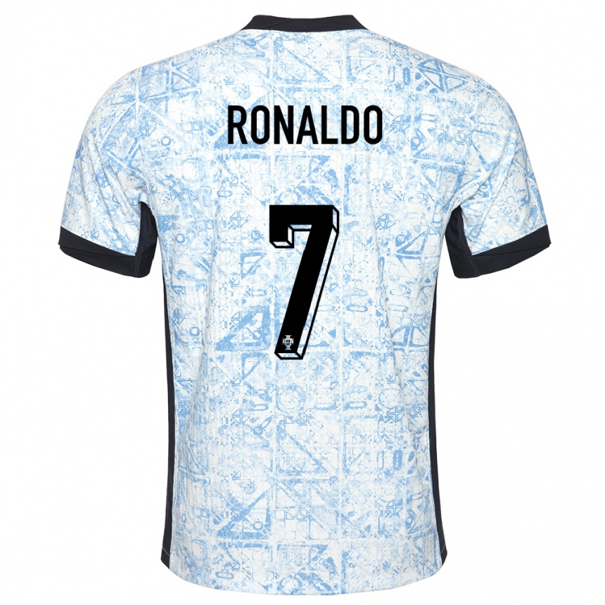 Hombre Fútbol Camiseta Portugal Cristiano Ronaldo #7 Crema Azul 2ª Equipación 24-26 Perú