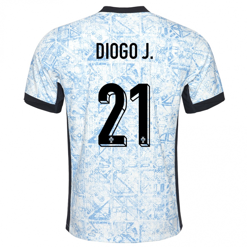 Hombre Fútbol Camiseta Portugal Diogo Jota #21 Crema Azul 2ª Equipación 24-26 Perú