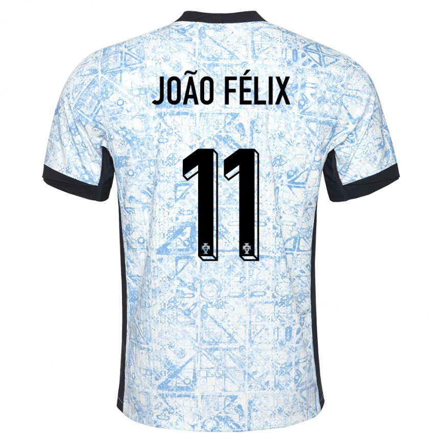 Hombre Fútbol Camiseta Portugal Joao Felix #11 Crema Azul 2ª Equipación 24-26 Perú