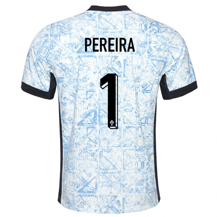 Hombre Fútbol Camiseta Portugal Ines Pereira #1 Crema Azul 2ª Equipación 24-26 Perú