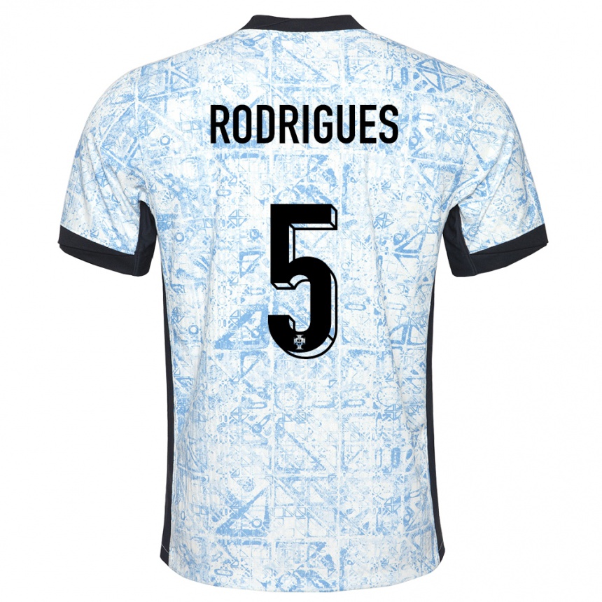 Hombre Fútbol Camiseta Portugal Rafael Rodrigues #5 Crema Azul 2ª Equipación 24-26 Perú