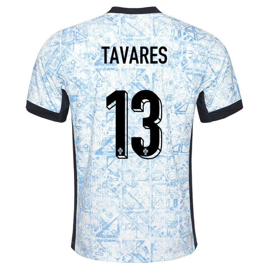 Hombre Fútbol Camiseta Portugal Nuno Tavares #13 Crema Azul 2ª Equipación 24-26 Perú