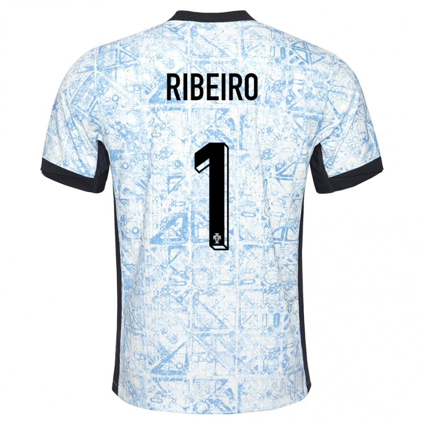 Hombre Fútbol Camiseta Portugal Goncalo Ribeiro #1 Crema Azul 2ª Equipación 24-26 Perú