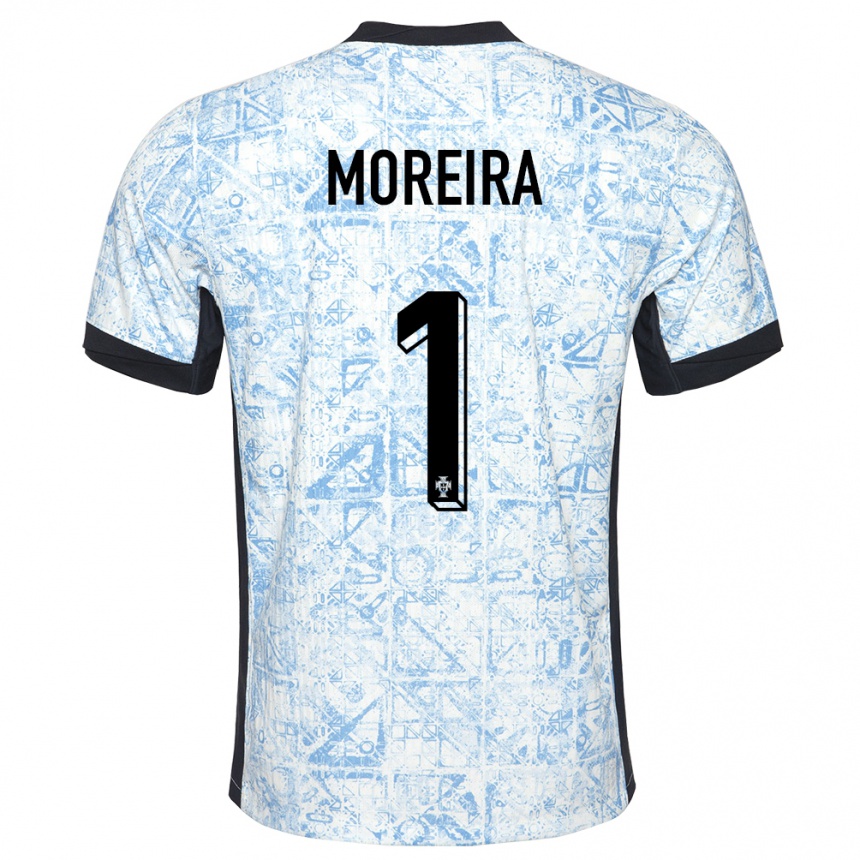 Hombre Fútbol Camiseta Portugal Andre Moreira #1 Crema Azul 2ª Equipación 24-26 Perú