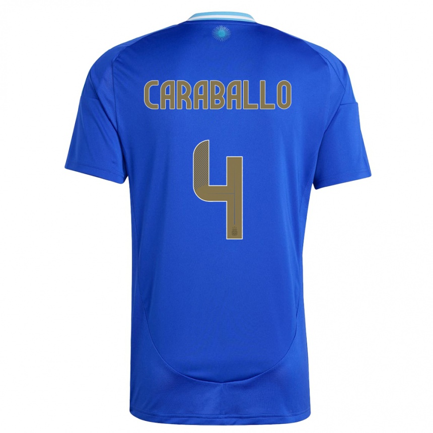 Hombre Fútbol Camiseta Argentina Brian Caraballo #4 Azul 2ª Equipación 24-26 Perú