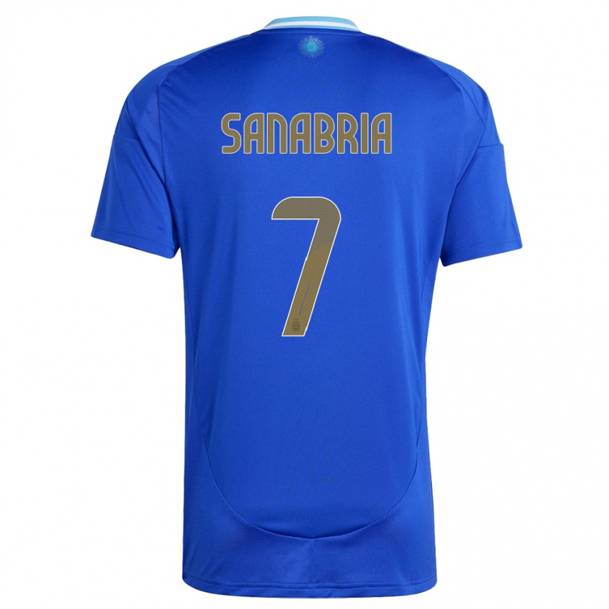 Hombre Fútbol Camiseta Argentina Mateo Sanabria #7 Azul 2ª Equipación 24-26 Perú