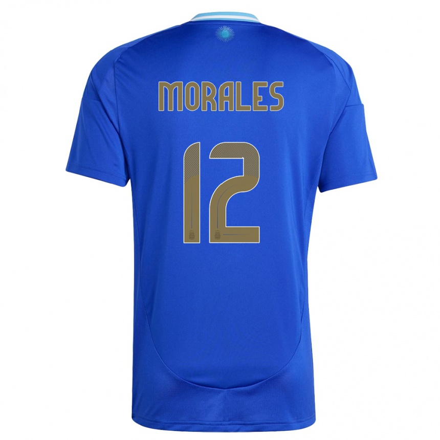 Hombre Fútbol Camiseta Argentina Lautaro Morales #12 Azul 2ª Equipación 24-26 Perú