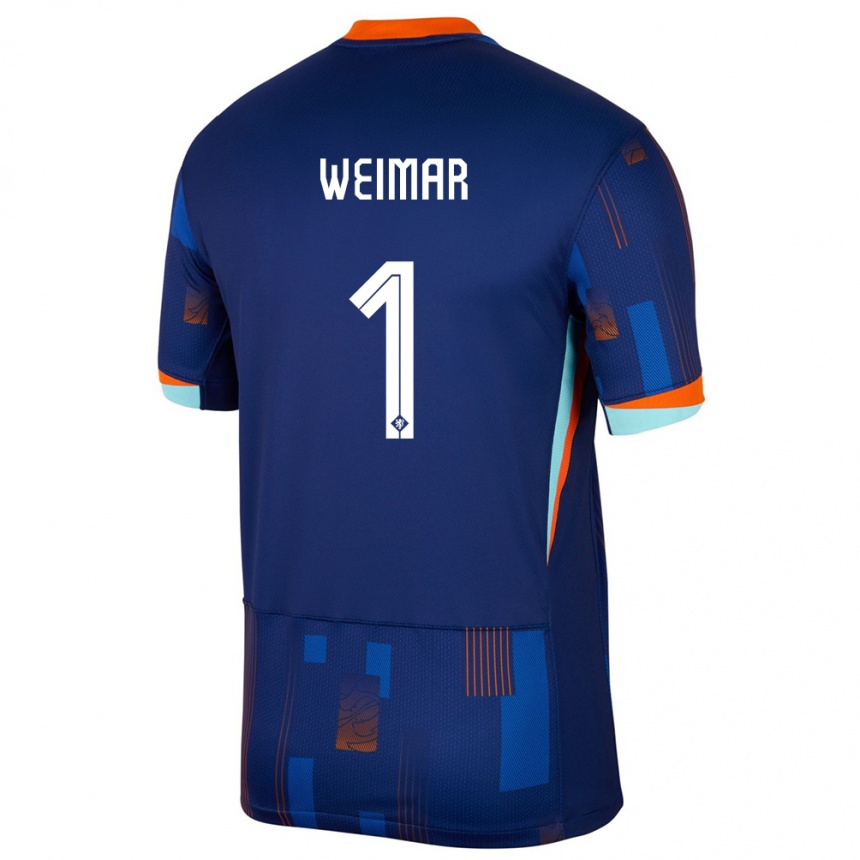 Hombre Fútbol Camiseta Países Bajos Jacintha Weimar #1 Azul 2ª Equipación 24-26 Perú