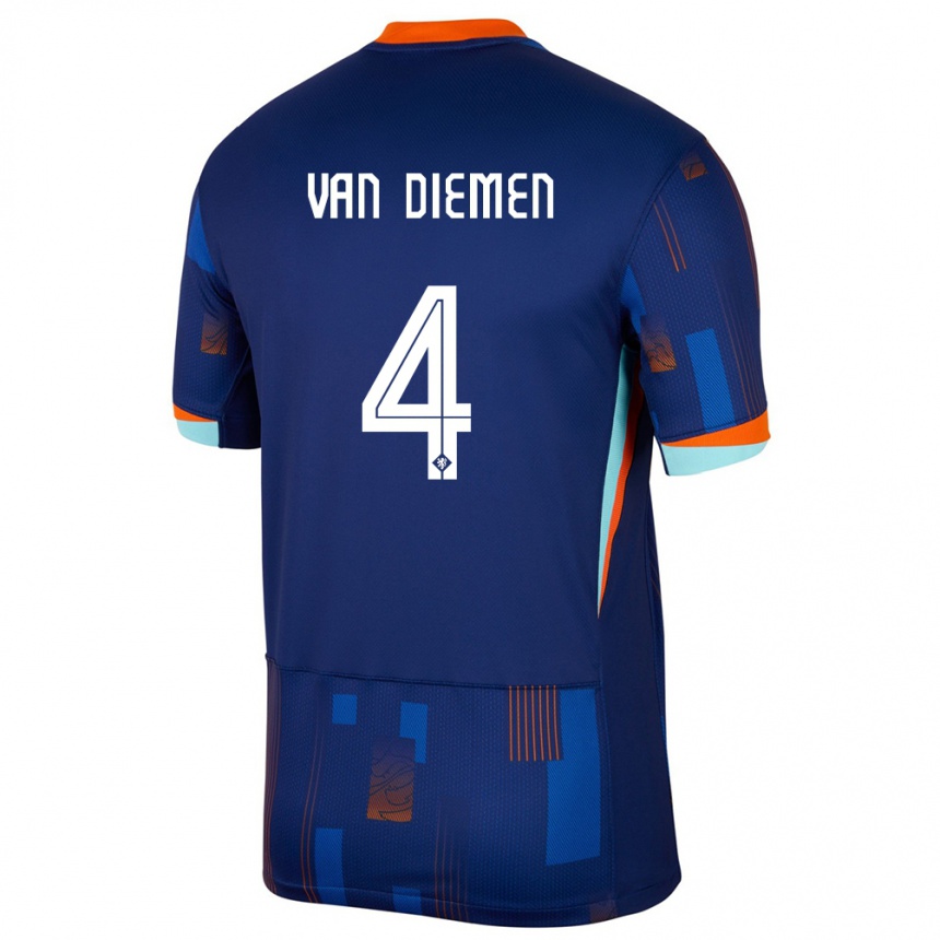 Hombre Fútbol Camiseta Países Bajos Samantha Van Diemen #4 Azul 2ª Equipación 24-26 Perú