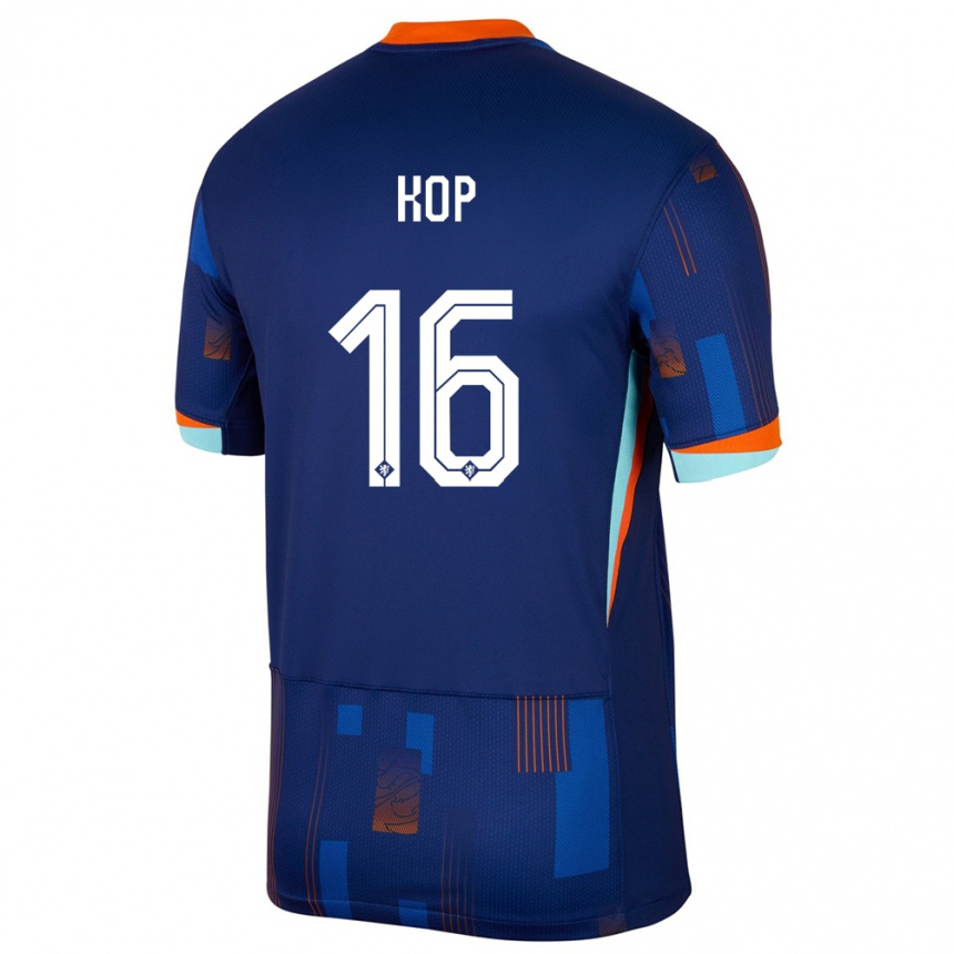 Hombre Fútbol Camiseta Países Bajos Lize Kop #16 Azul 2ª Equipación 24-26 Perú