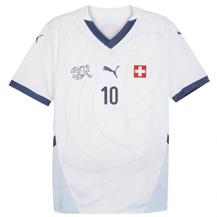 Hombre Fútbol Camiseta Suiza Granit Xhaka #10 Blanco 2ª Equipación 24-26 Perú