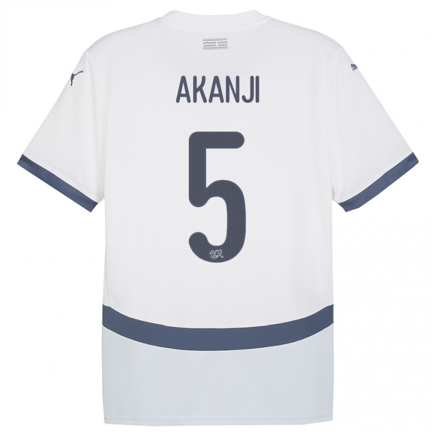 Hombre Fútbol Camiseta Suiza Manuel Akanji #5 Blanco 2ª Equipación 24-26 Perú