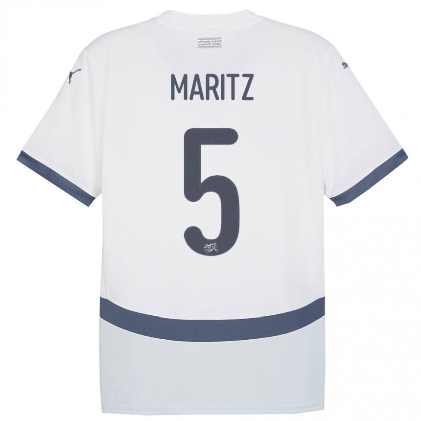 Hombre Fútbol Camiseta Suiza Noelle Maritz #5 Blanco 2ª Equipación 24-26 Perú