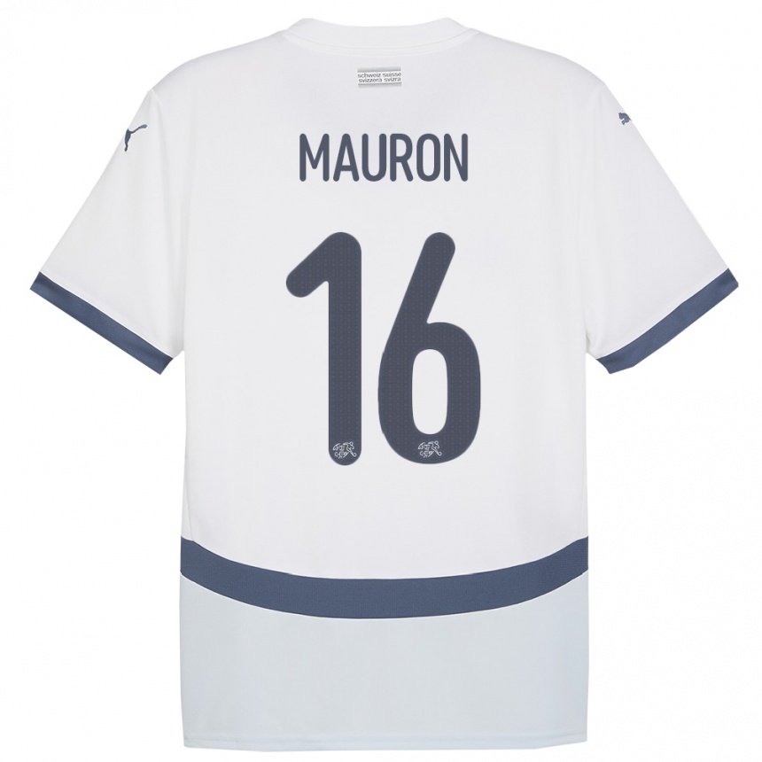 Hombre Fútbol Camiseta Suiza Sandrine Mauron #16 Blanco 2ª Equipación 24-26 Perú