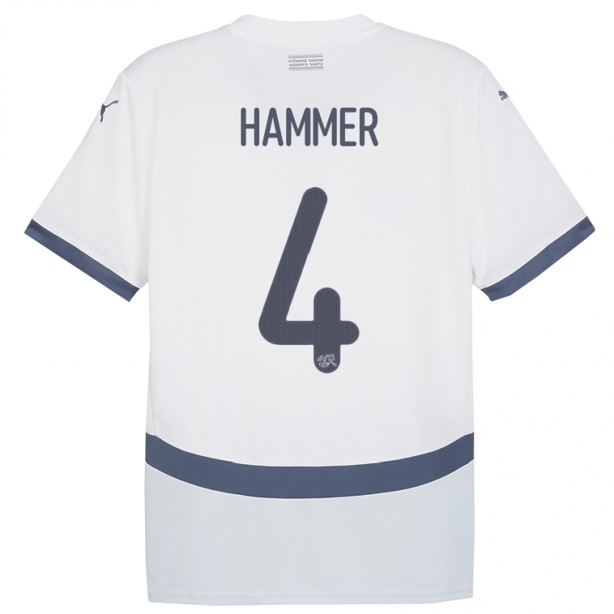 Hombre Fútbol Camiseta Suiza Pascal Hammer #4 Blanco 2ª Equipación 24-26 Perú