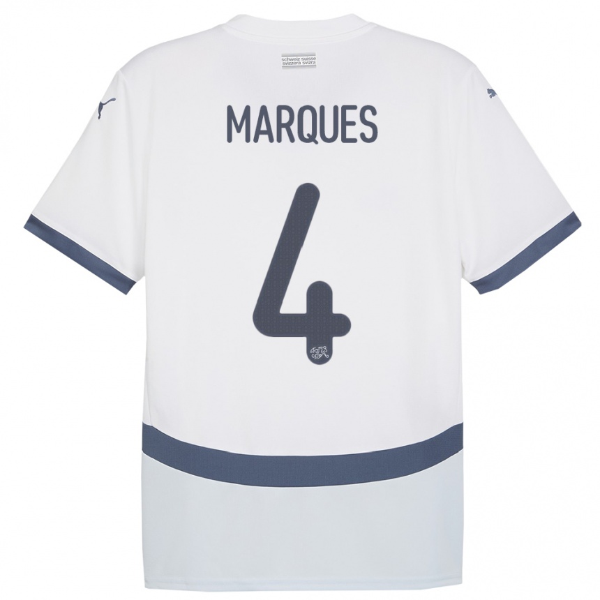 Hombre Fútbol Camiseta Suiza Christian Marques #4 Blanco 2ª Equipación 24-26 Perú