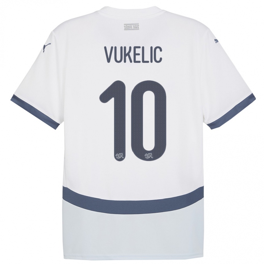 Hombre Fútbol Camiseta Suiza Mile Vukelic #10 Blanco 2ª Equipación 24-26 Perú